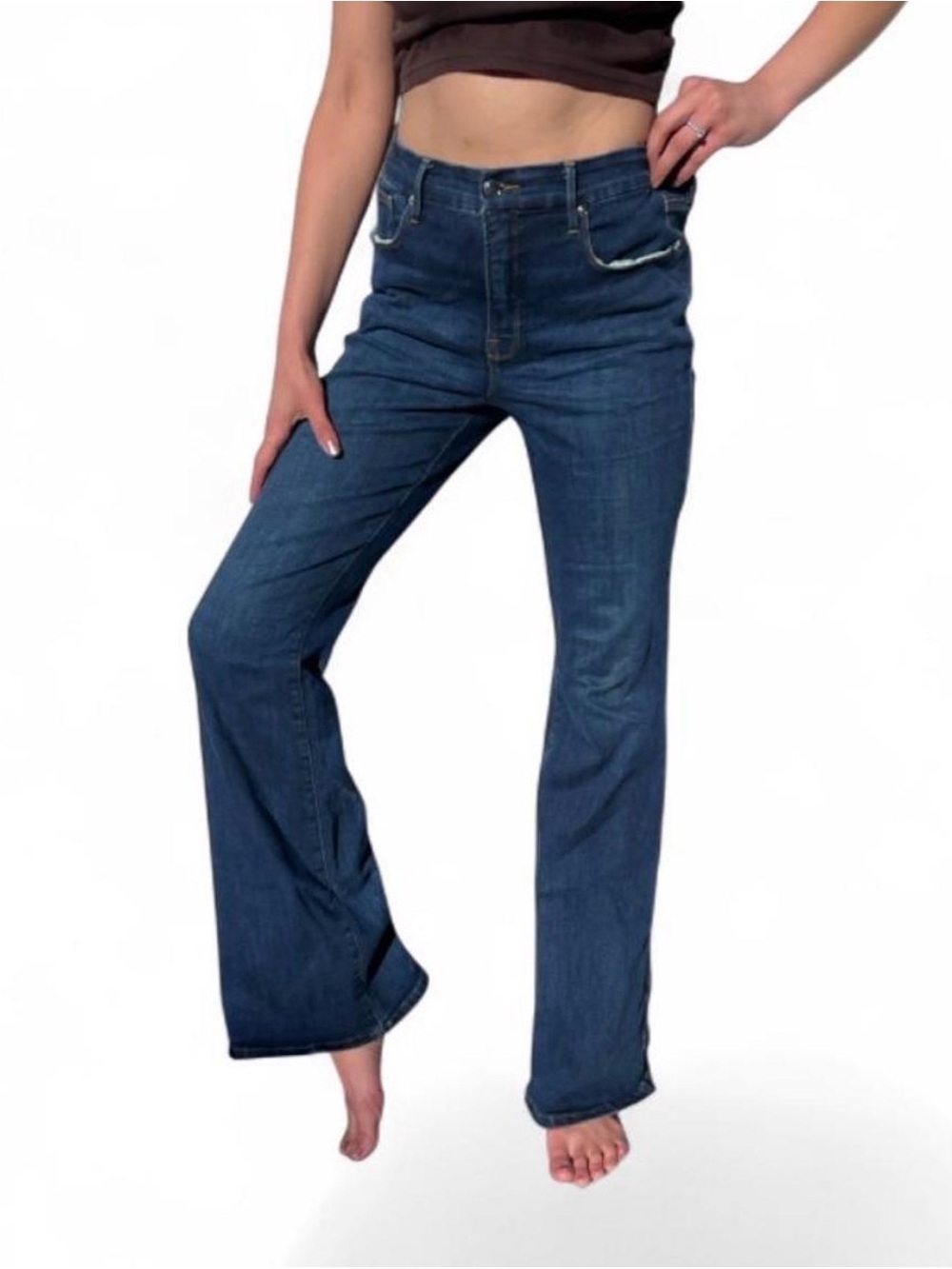 Good American Dark Blue Flare Jeans